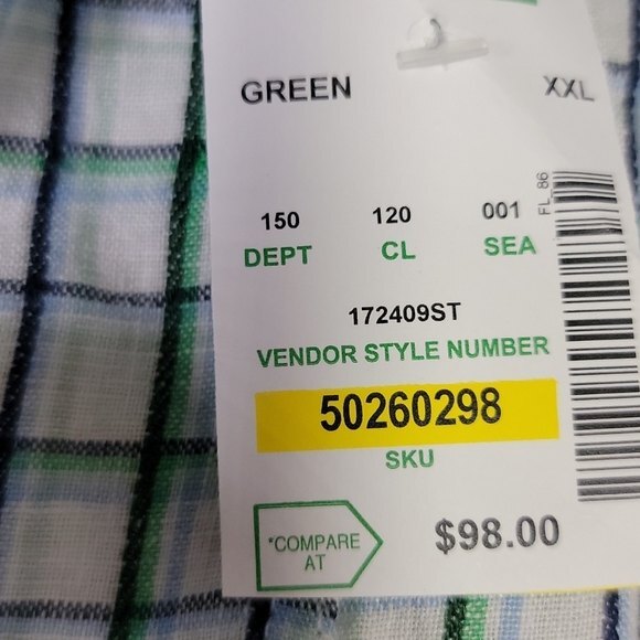 Report Collection Men's shirt XXL Blue Green checkered 100% linen long sleeve - Picture 9 of 11